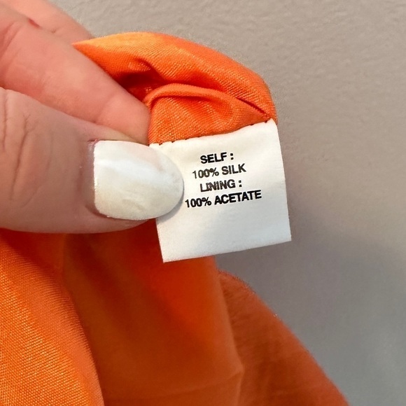 Kay unger women’s size 2 100% silk pencil skirt orange chenille knee length - Picture 3 of 3